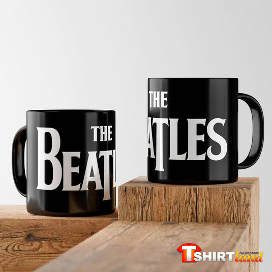 Cană neagră din ceramică The Beatles