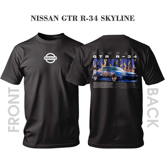 Тениска BLUE FLAME NISSAN SKYLINE GTR R-34