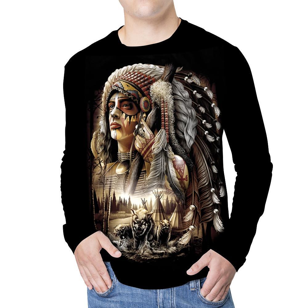 Блуза с дълъг ръкав  Indian King of Wolves 3D-141