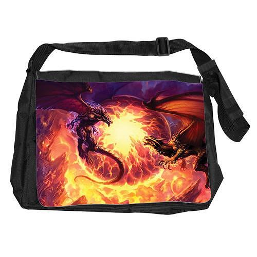 Shoulder Bag Majestic Dragons in a Fiery Battle