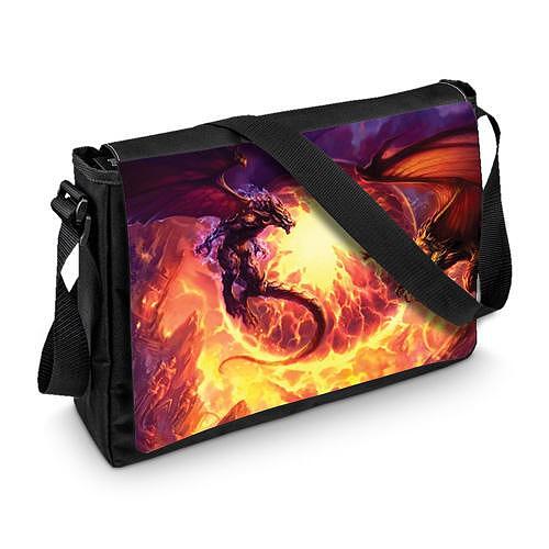 Shoulder Bag Majestic Dragons in a Fiery Battle