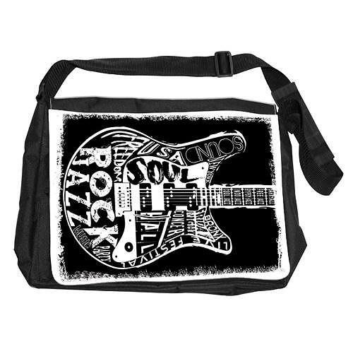 Black and White Guitar Drawing Shoulder Bag