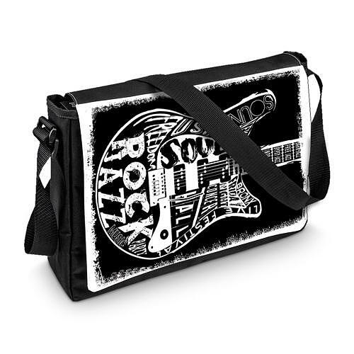 Black and White Guitar Drawing Shoulder Bag