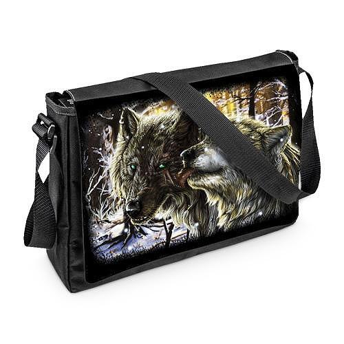 Shoulder Bag Wild Wolves in the Snow