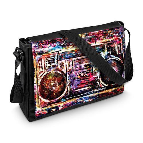 Shoulder Bag Vintage Art Cassette Player - Multicolor Drawing