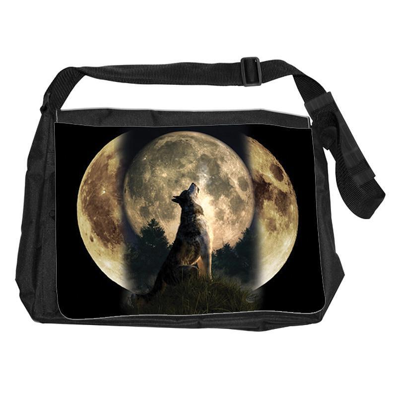 Shoulder Bag Wild Life Howling Wolf Yellow Full Moon