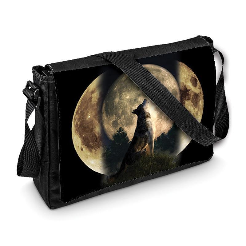Shoulder Bag Wild Life Howling Wolf Yellow Full Moon