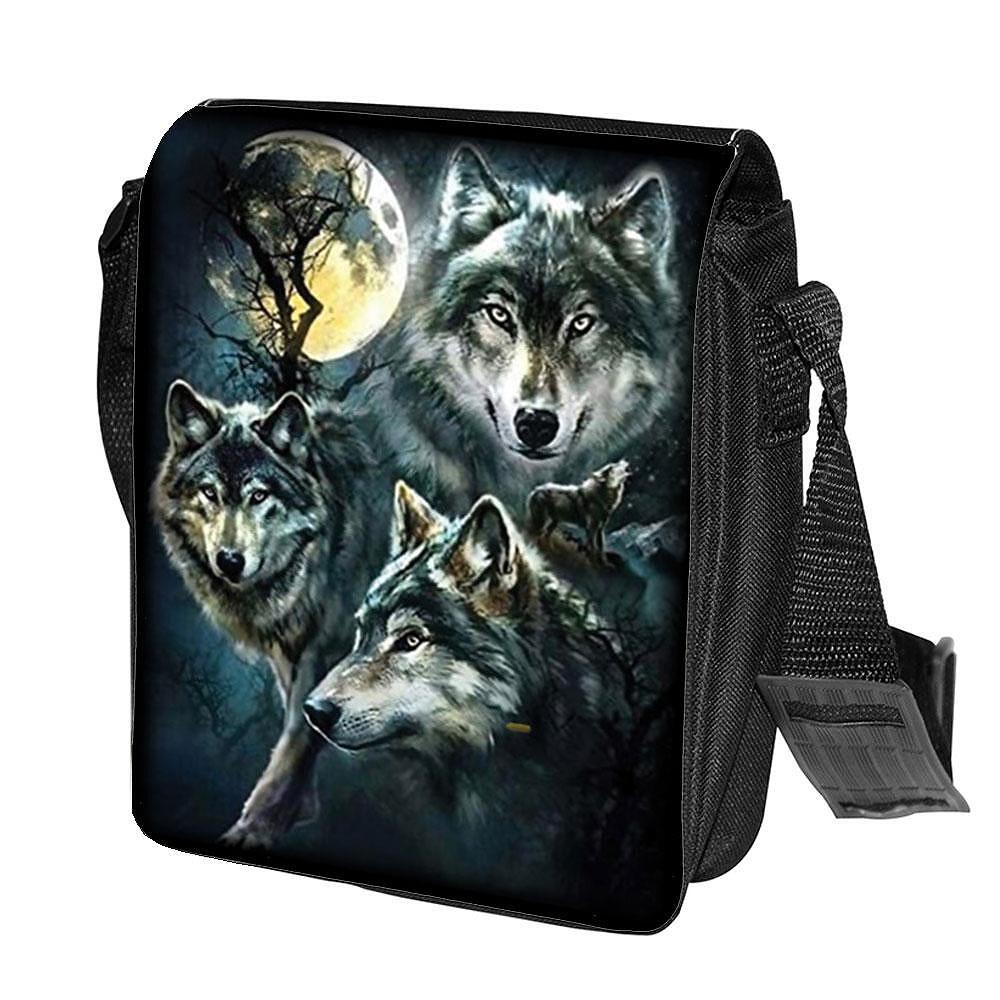 Shoulder bag Wolves on a full moon