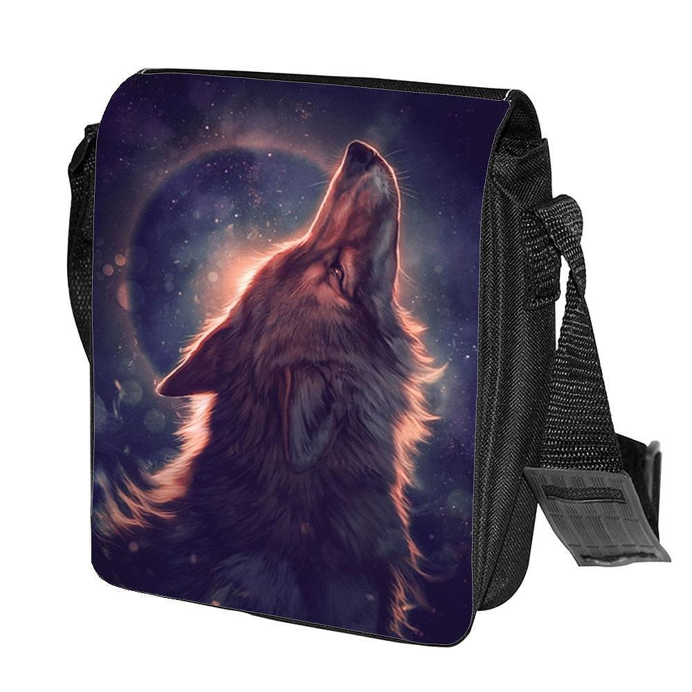 Shoulder bag Howling wolf in the night