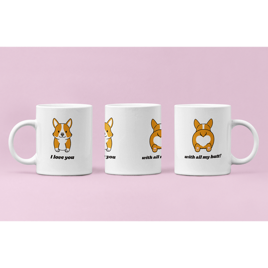 Чаша I love you with all my butt Corgi