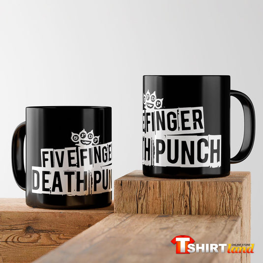 Черна керамична чаша Five Finger Death Punch  Logo