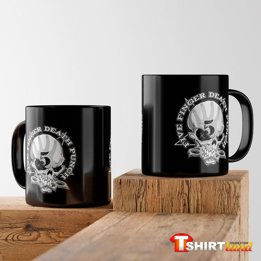 Черна керамична чаша Five Finger Death Punch Skull Logo