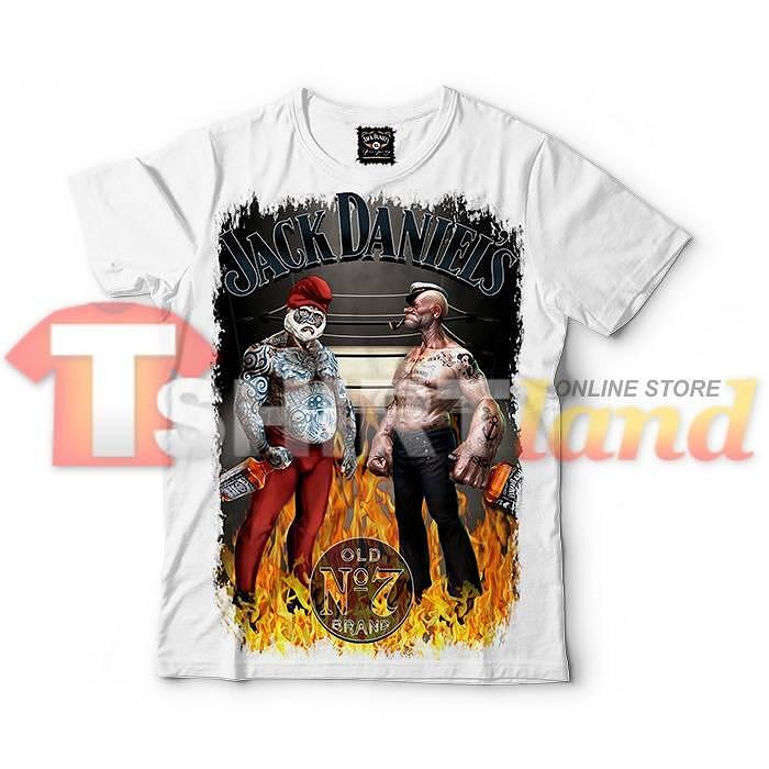 Тениска "Jack Daniels - Papa Smurf vs. Popeye" F8