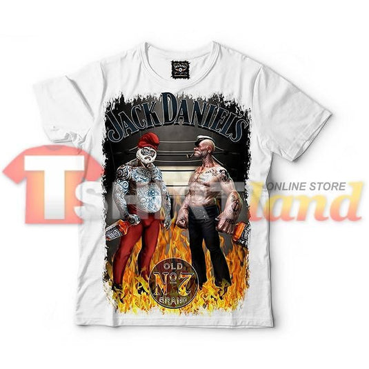 Тениска "Jack Daniels - Papa Smurf vs. Popeye" F8