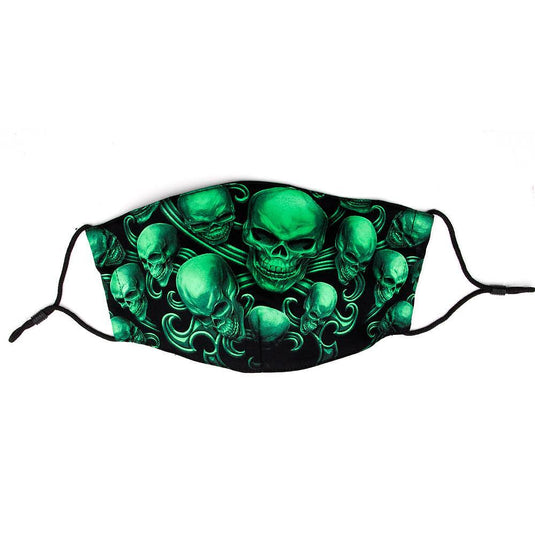 Reusable Mask Rock Chang Green Skulls M-08