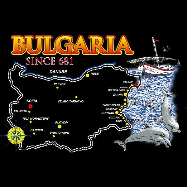 T-shirt Bulgaria Map with dolphins