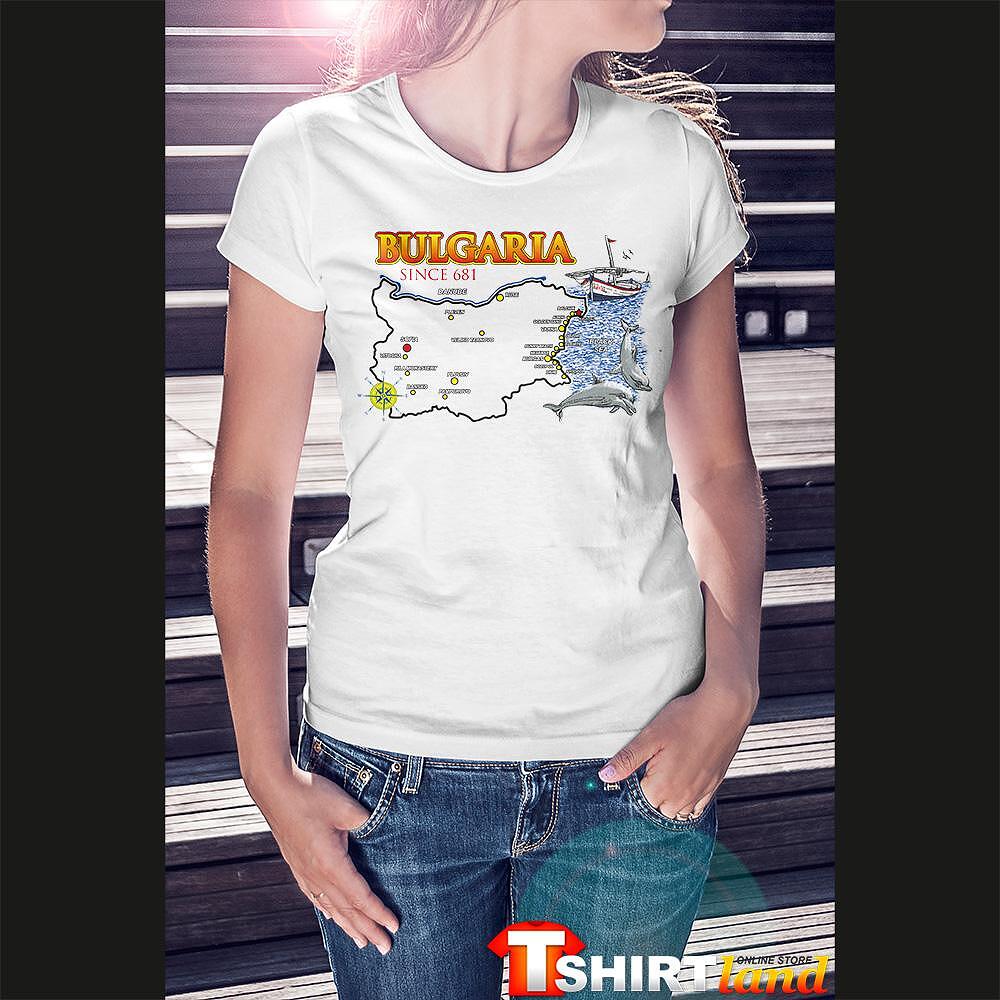 T-shirt Bulgaria Map with dolphins