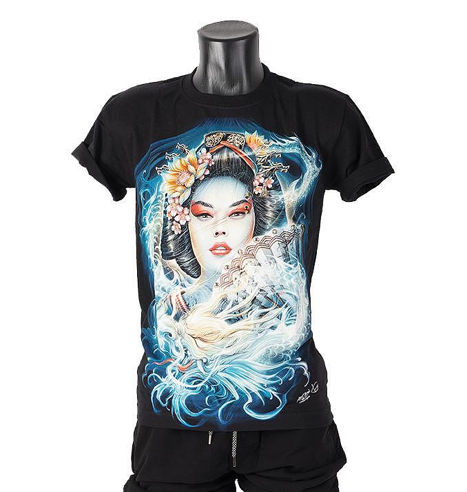 T-shirt Geisha and White Dragon 3D-154