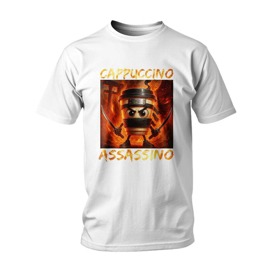 Тениска ITALIAN BRAINROT CAPPUCCINO ASSASSINO ON FIRE