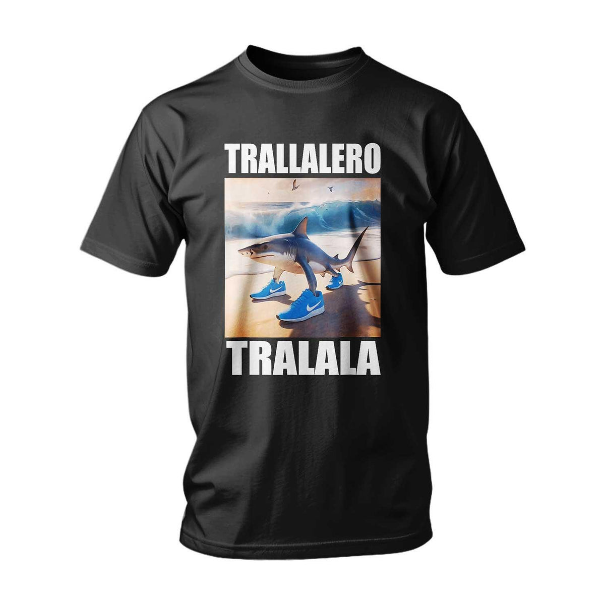 T-shirt ITALIAN BRAINROT TRALALERO TRALALA SHARK ON THE BEACH