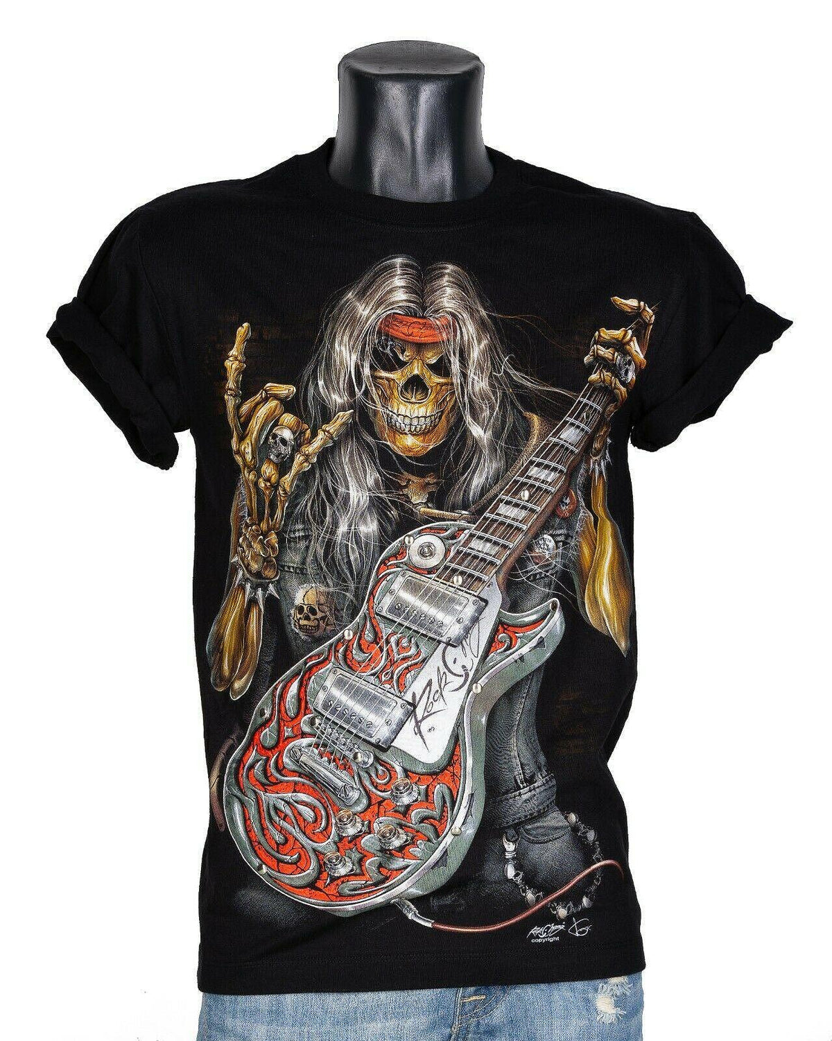 T-Shirt Rock&Roll Skeleton 3D-62