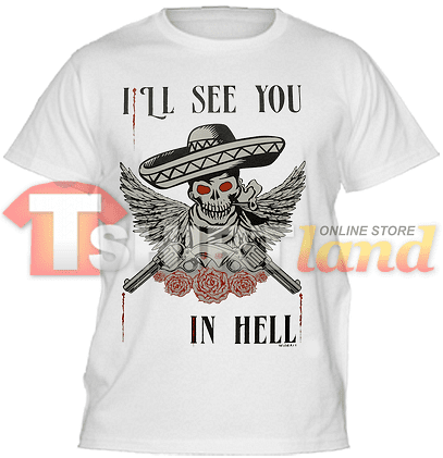 Тениска Череп Каубой - I'll see you in hell