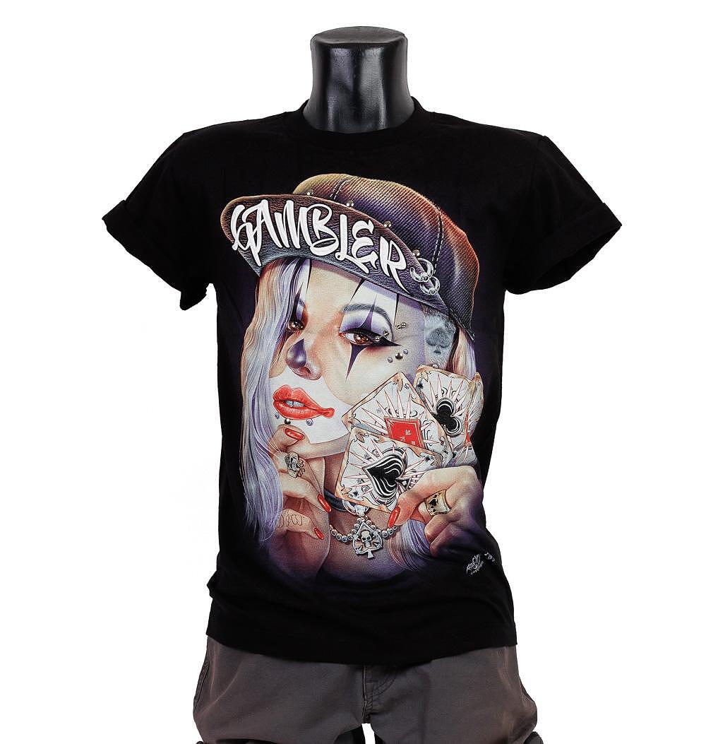 T-Shirt Attractive Girl Gambler 3D-159