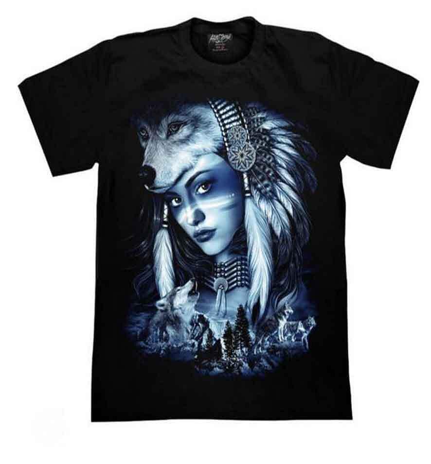 Indian Queen of Wolves T-shirt 2 GR-765